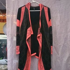 Knit shawl with hood